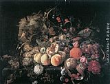 Cornelis De Heem Canvas Paintings - Still-Life with Flowers and Fruit